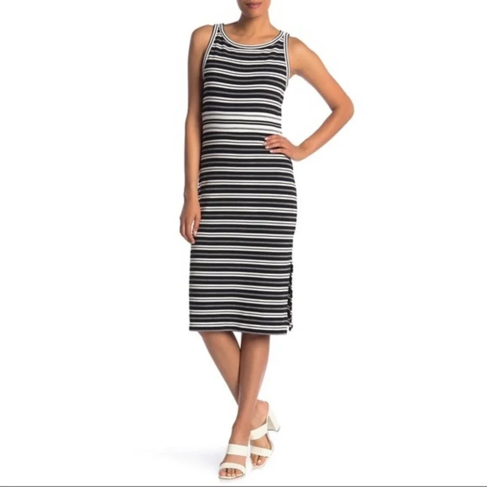 Max Studio New With Tags Bodycon Sleeveless Dress Size XL Black and White Stripe